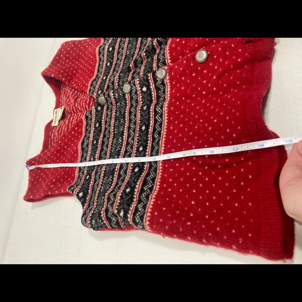 vintage 90s Eddie Bauer Lambs Wool Sweater Vest Medium Petite Fair isle. - Picture 9 of 9